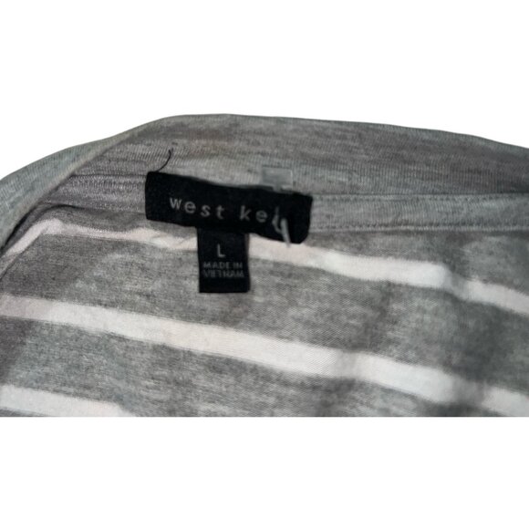 West Kei Womens Gray & White Striped Short Sleeve Raglan Top Size Large - Picture 4 of 11